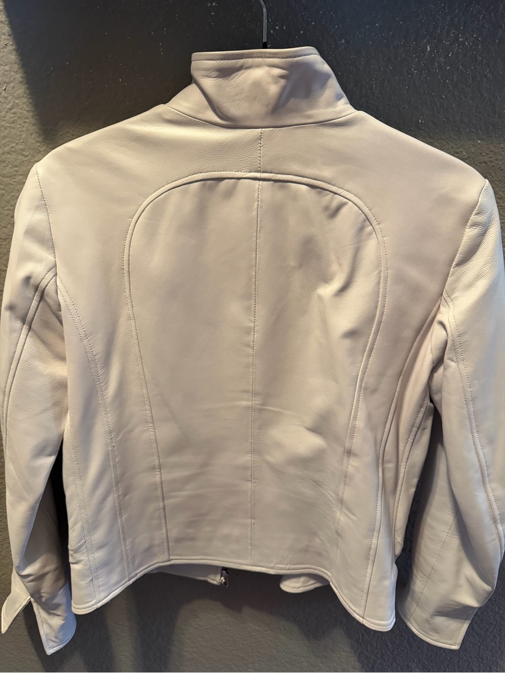 White Italian Leather Cropped Moto Jacket Women’s XS Small Size 38 Vera Pelle - Picture 2 of 6